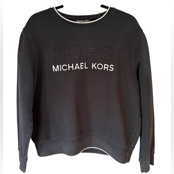 Michael Kors Black Long Sleeve Relaxed Classic Logo Sweatshirt Womens Size L - Picture 1 of 5